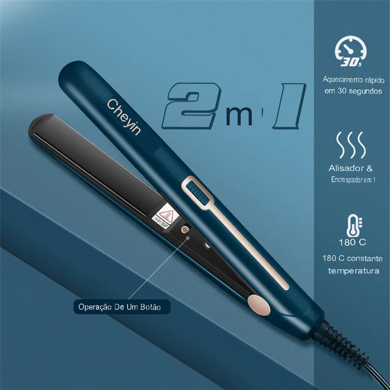 CkeyiN Mini Hair Flat Iron 2 em 1 – Alisador e Modelador Compacto
